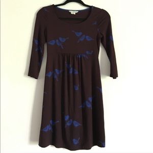 Boden 4P empire waist bird dress